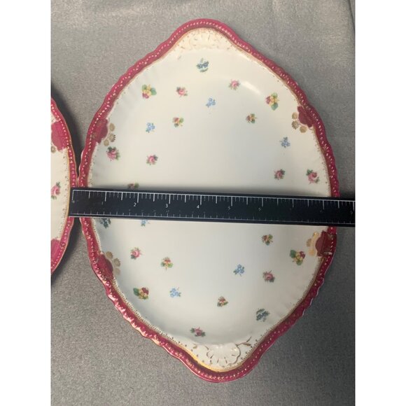 Vintage Victoria Austria Floral Ceramic Serving Platters Set of 3 Pink & White - Picture 11 of 16